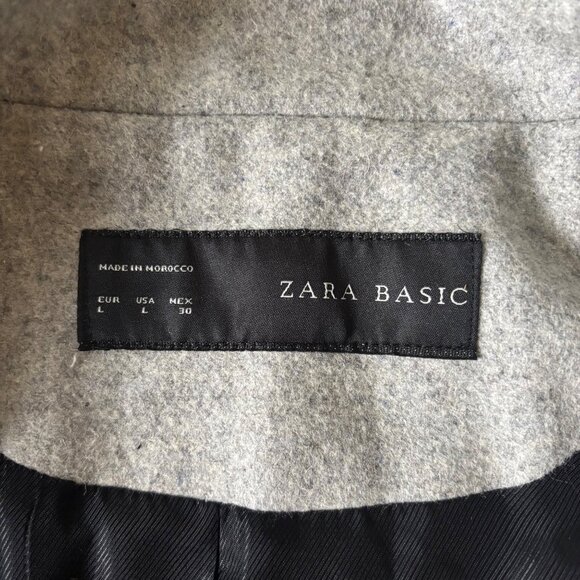 Zara Gray Wool Coat ASO Pippa Middleton L Full Zip Midi Stand Collar Grey Gray - Picture 9 of 11